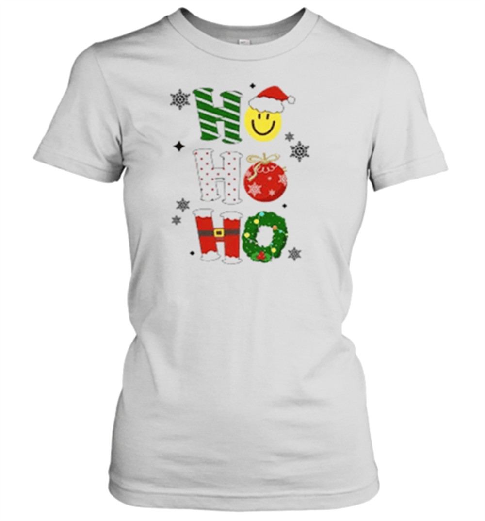 ho-ho-ho-santa-claus-is-coming-christmas-wreath-teacher-t-shirt-p8go1y4h Ho Ho Ho Santa Claus Is Coming Christmas Wreath Teacher T-Shirt