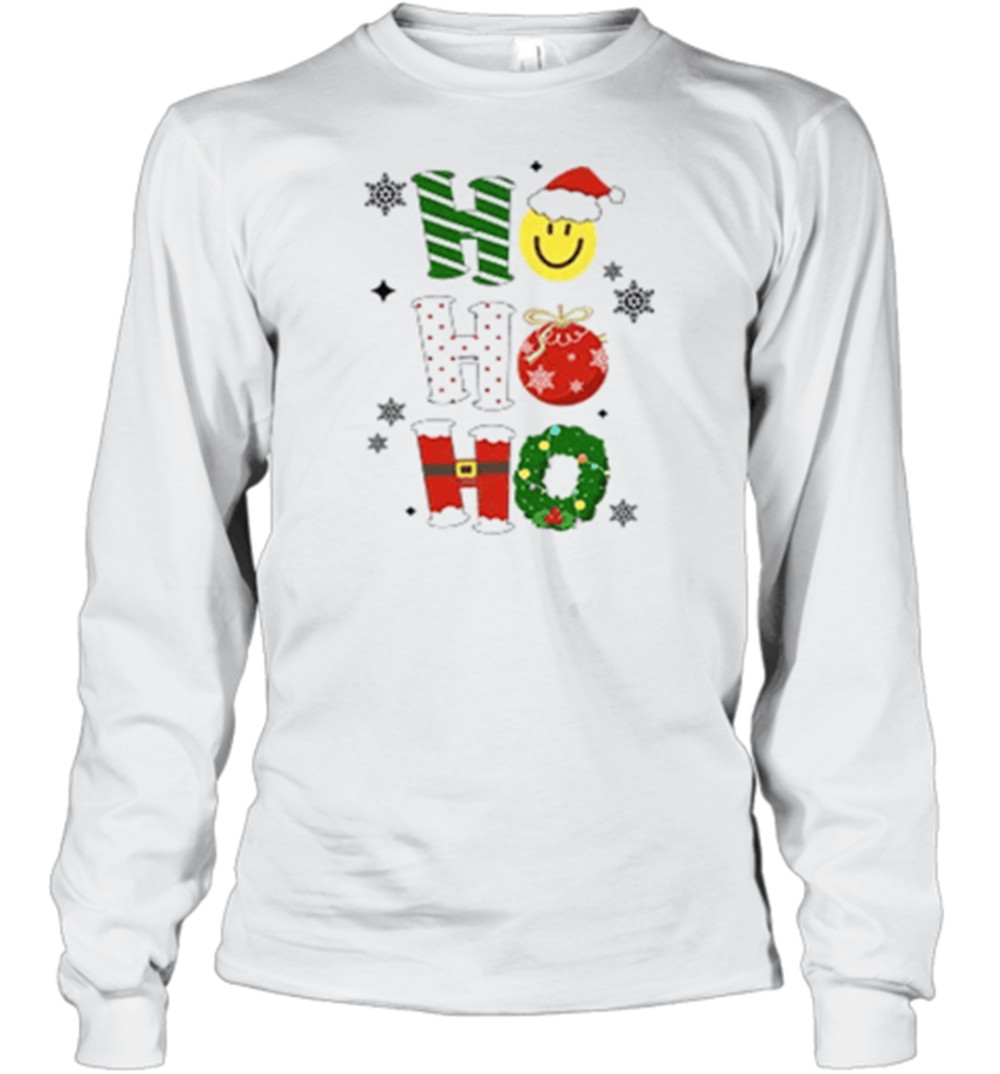 ho-ho-ho-santa-claus-is-coming-christmas-wreath-teacher-t-shirt-p8go1y4h Ho Ho Ho Santa Claus Is Coming Christmas Wreath Teacher T-Shirt
