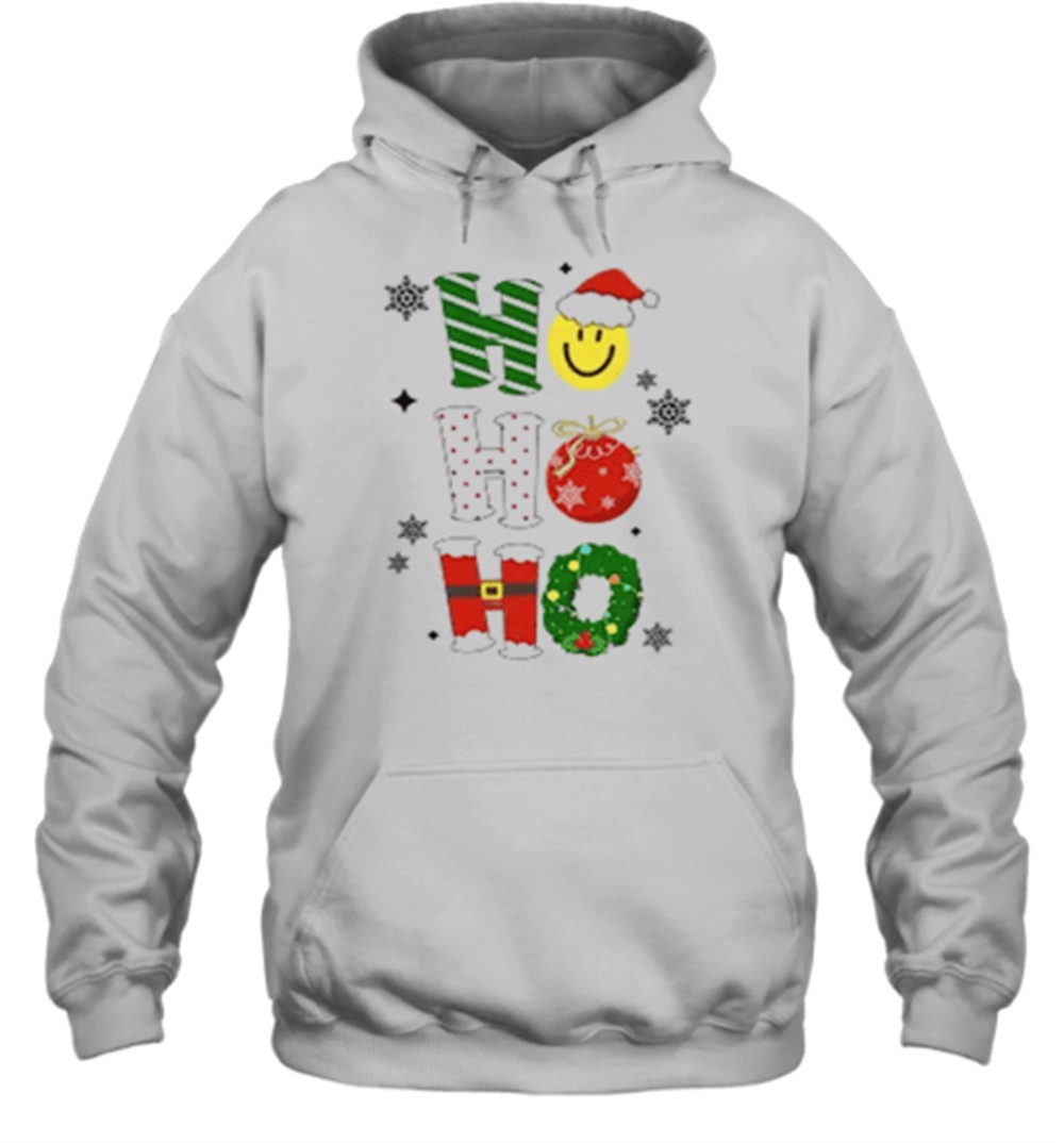 Ho Ho Ho Santa Claus Is Coming Christmas Wreath Teacher T-Shirt