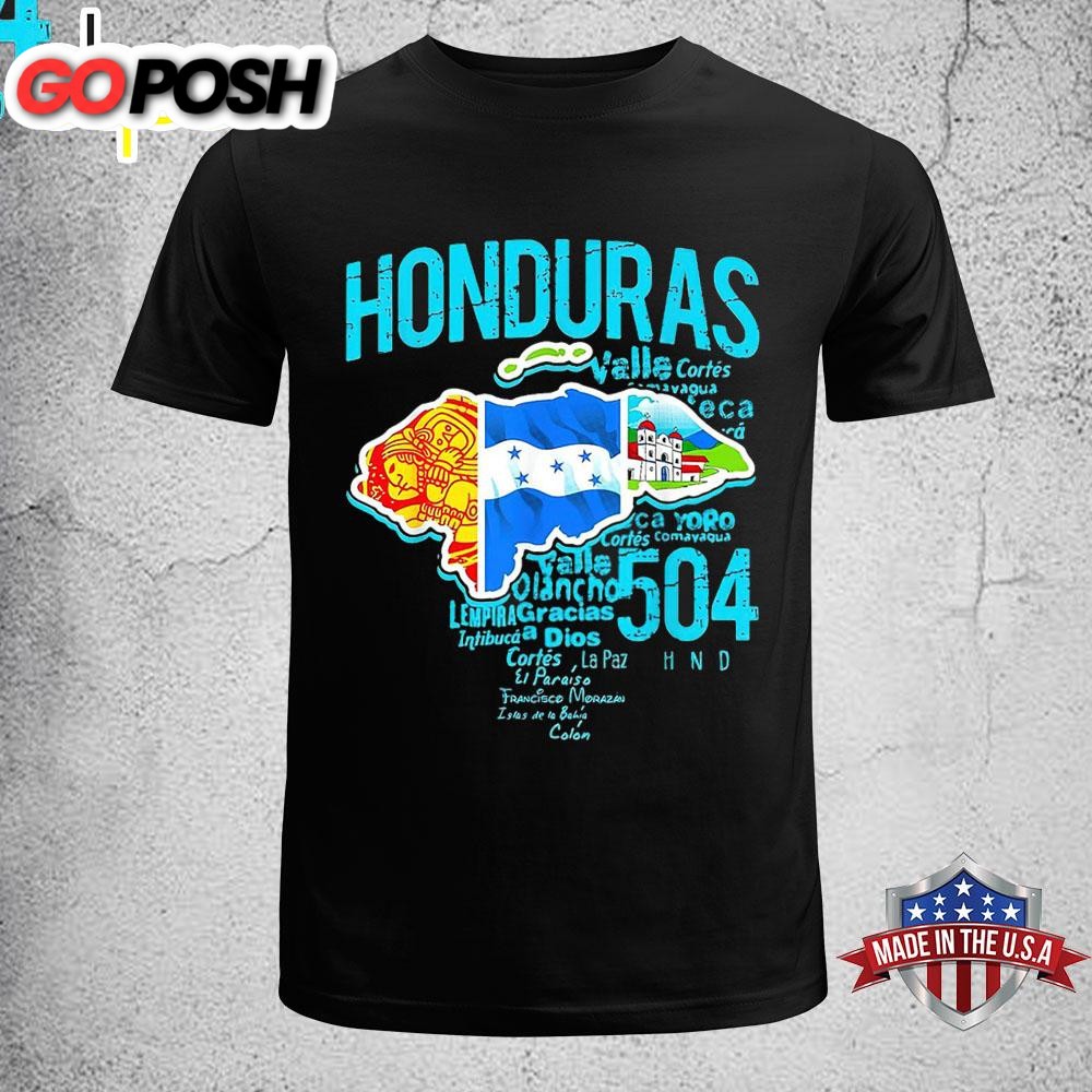 Honduras 504 Map Black T-Shirt
