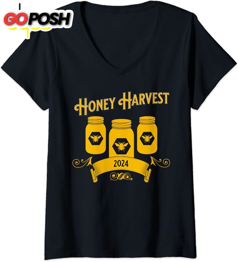 Honey Harvest 2025 Beekeeper Apiculture V-Neck T-Shirt