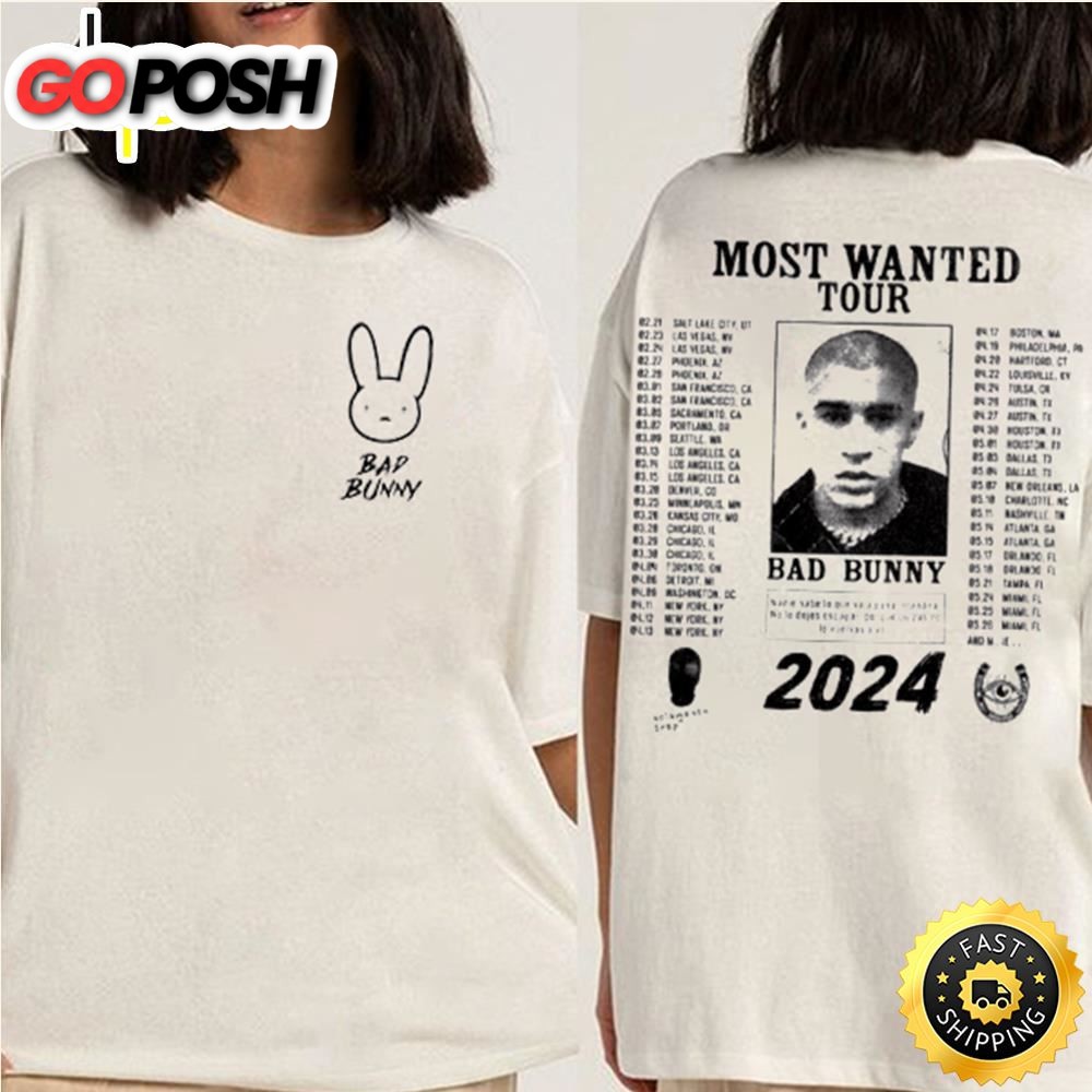 Hot New Bad Bunny Most Wanted Tour 2024 T-Shirt