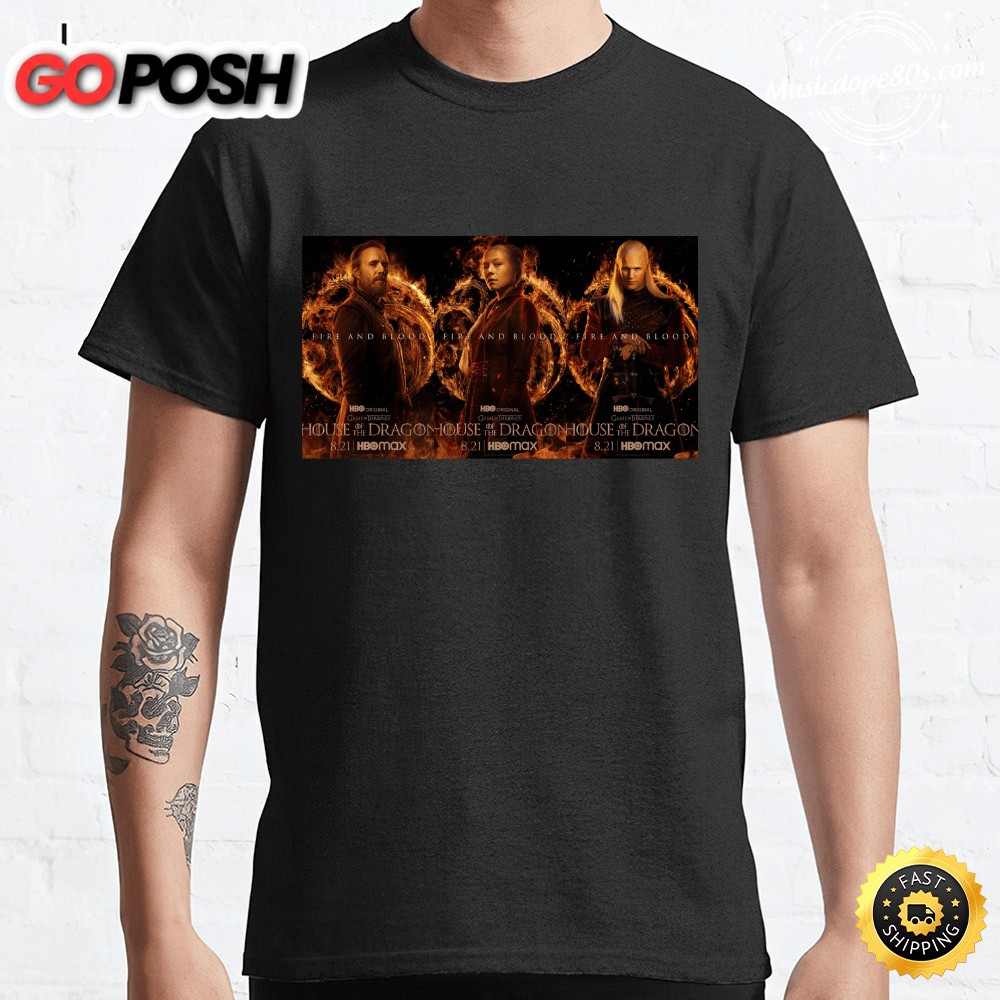 House of the Dragon Fire and Blood Black T-shirt