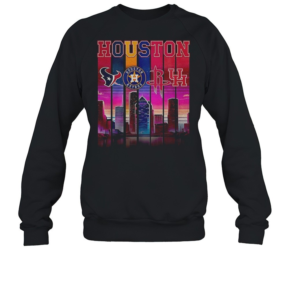 Houston Skyline With Major Sports Teams Shirt