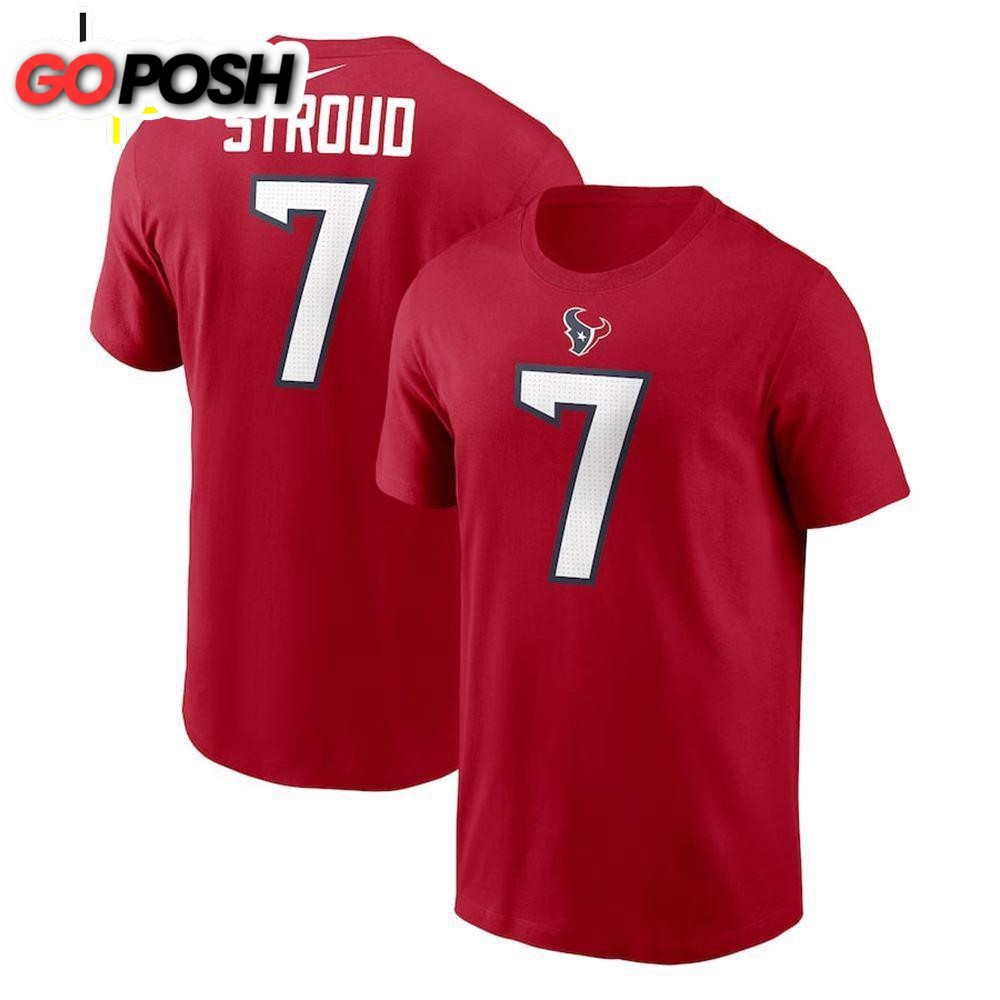 Houston Texans C.J. Stroud Nike Red Player Name & Number T-Shirt