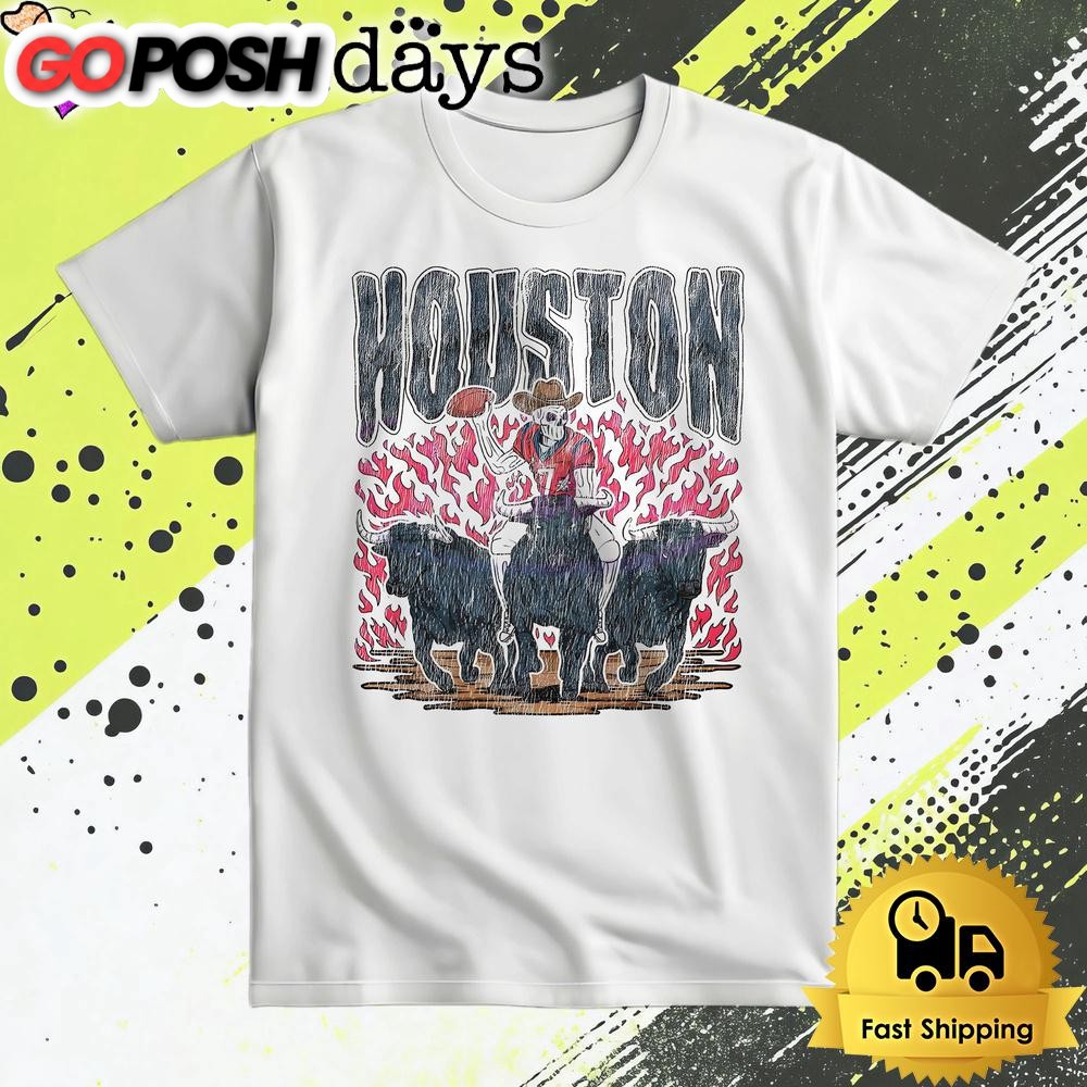 Houston Texans Cowboy Skeleton Football T Shirt