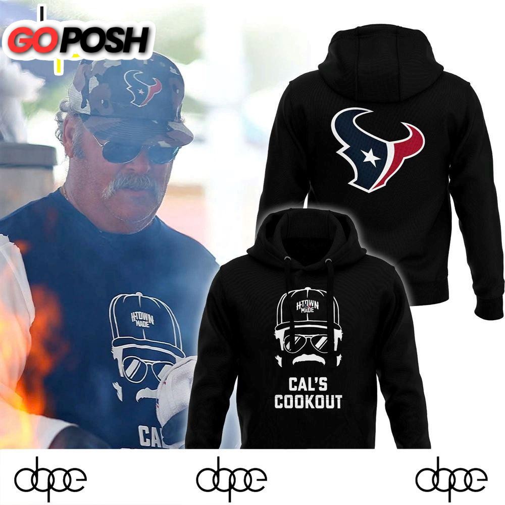 Houston Texans H-Town Made Cal’s Cookout Softstyle 2024 Black Hoodie