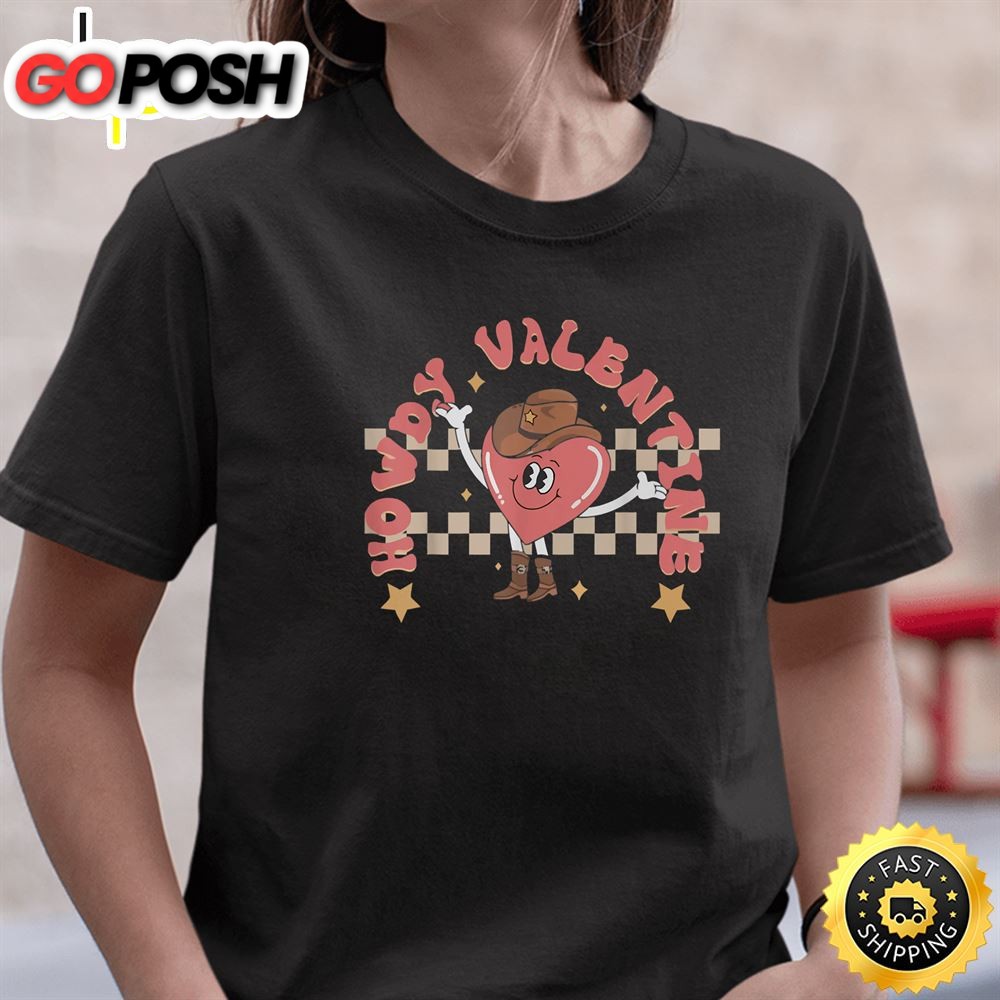 Howdy Valentine Retro Western Valentines Day 2025 T-Shirt