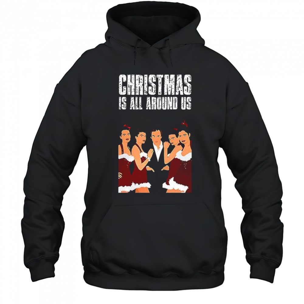 Hugh Grant Love Actually Christmas is all around us Christmas graphic shirt