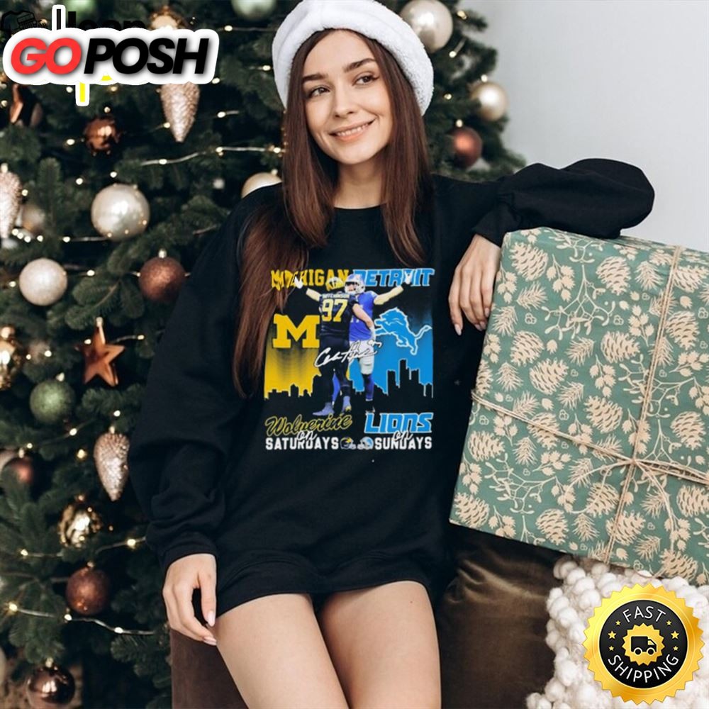 Hutchinson Michigan Wolverines On Saturdays Detroit Lions On Sundays Signatures Shirt