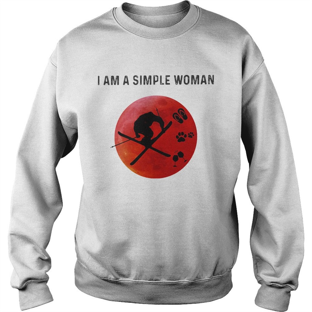 I am a simple woman skiing paw wine shirt