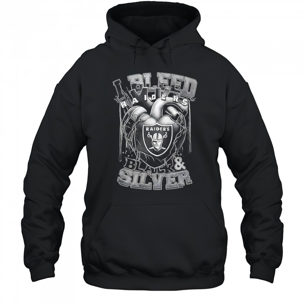 I bleed Las Vegas Raiders football black and silver heart shirt
