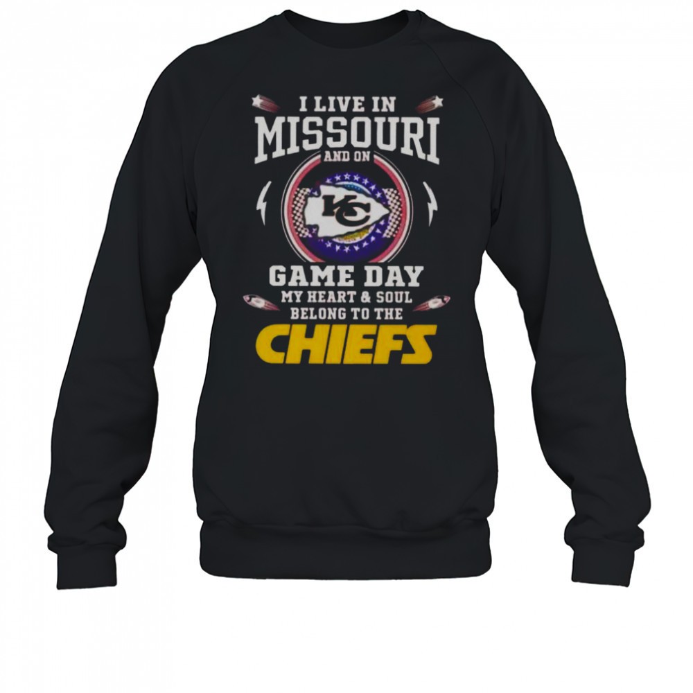 i-live-in-missouri-and-on-game-day-my-heart-and-soul-belong-to-the-kansas-city-c-ikg7zvwn I Live In Missouri And On Game Day My Heart And Soul Belong To The Kansas City Chiefs T-Shirt