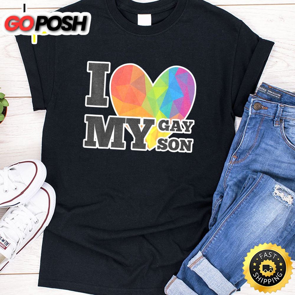 I Love My Gay Son Valentines Day T-shirt LGBT Pride Gift Gay Lesbian March Valentines Day T-shirt