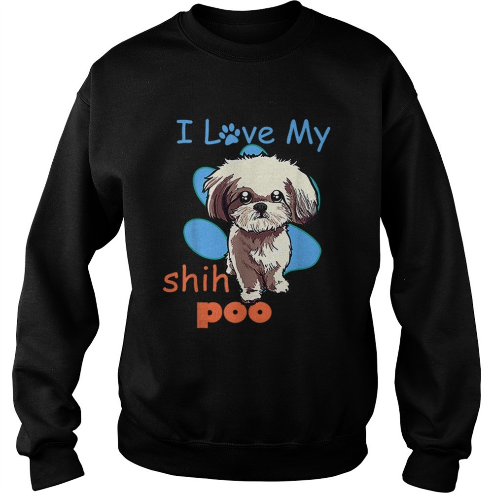I Love My Shih Poo Best Dog Lover Paw Print Christmas shirt