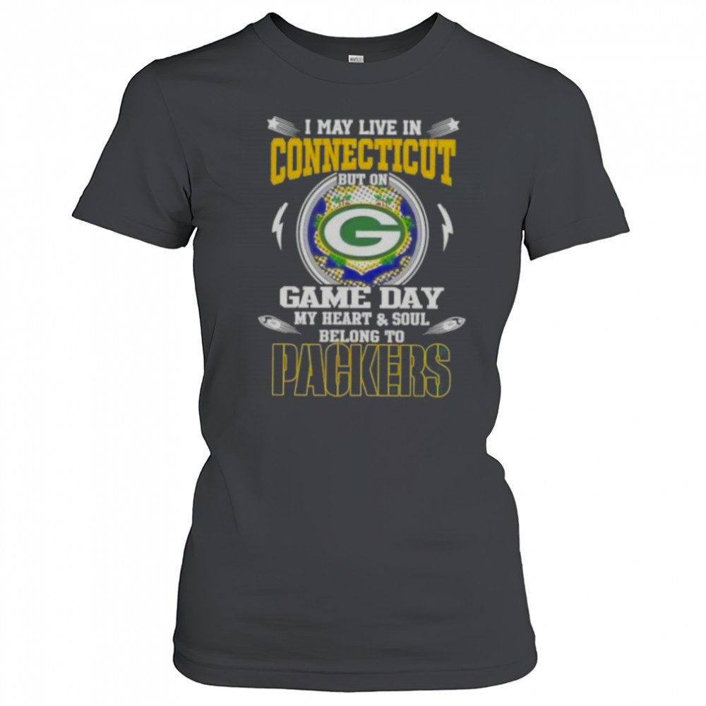i-may-live-in-connecticut-but-on-game-day-my-heart-and-soul-belongs-to-green-bay-pvngcfpp I May Live In Connecticut But On Game Day My Heart And Soul Belongs To Green Bay Packers T-Shirt