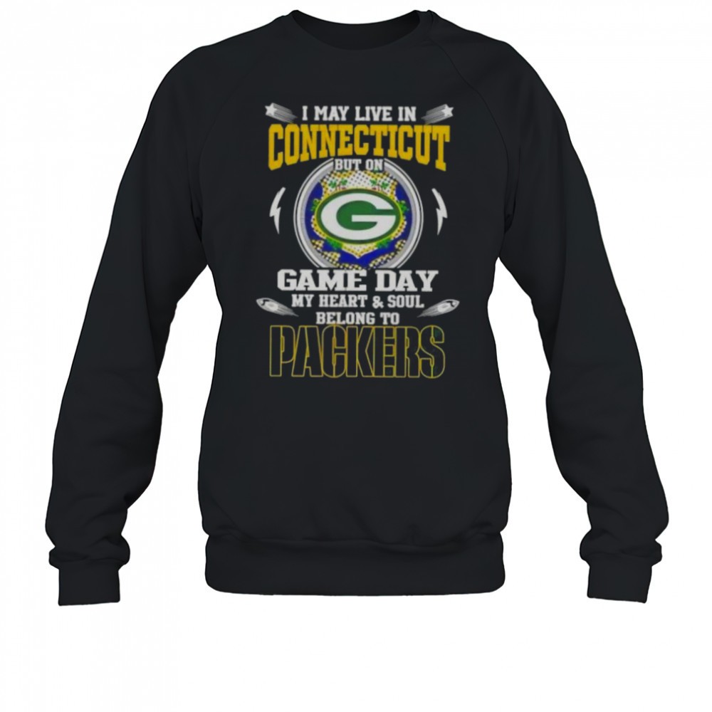 i-may-live-in-connecticut-but-on-game-day-my-heart-and-soul-belongs-to-green-bay-pvngcfpp I May Live In Connecticut But On Game Day My Heart And Soul Belongs To Green Bay Packers T-Shirt