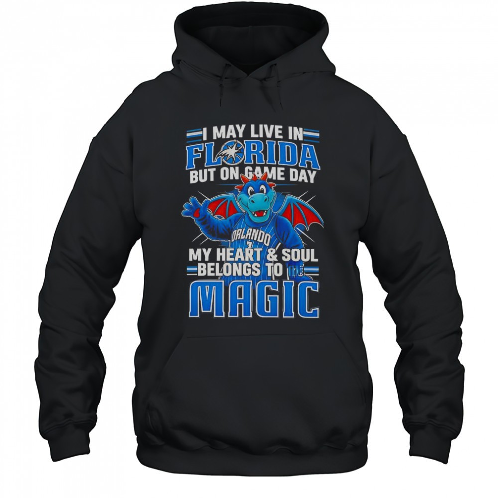 I May Live In Florida But On Game Day My Heart And Soul Belongs To The Orlando Magic T-Shirt