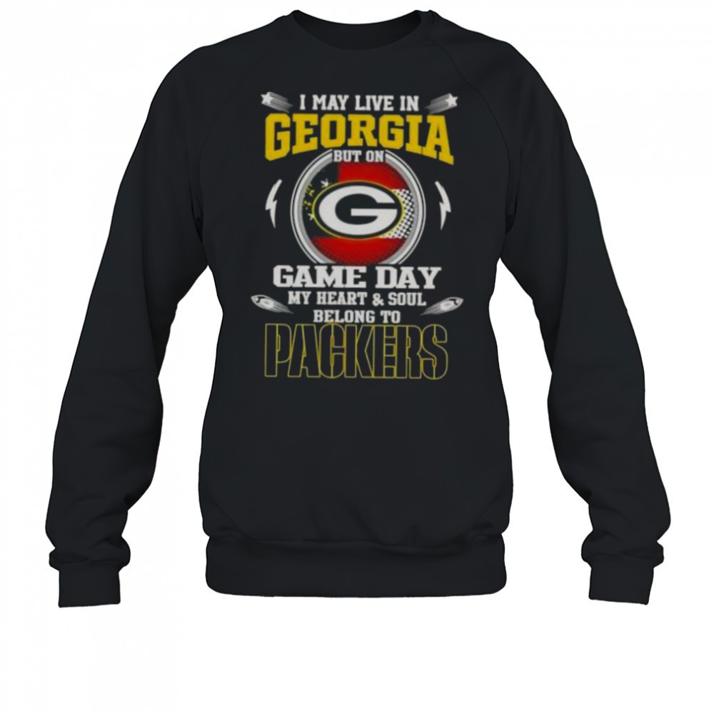 i-may-live-in-georgia-but-on-game-day-my-heart-and-soul-belongs-to-green-bay-pac-a8xaxnz0 I May Live In Georgia But On Game Day My Heart And Soul Belongs To Green Bay Packers T-Shirt