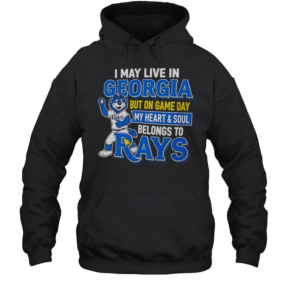 I May Live In Georgia But On Game Day My Heart And Soul Belongs To The Tampa Bay Rays T-Shirt