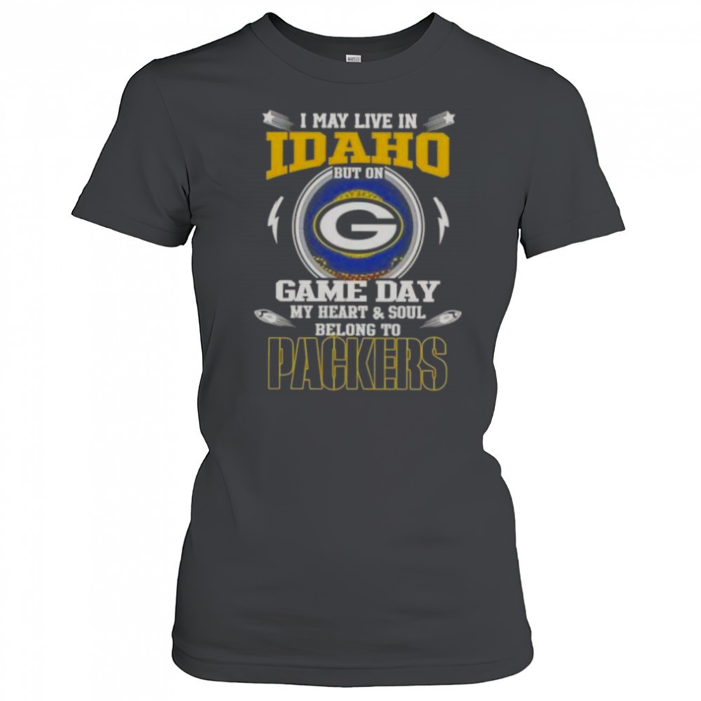 i-may-live-in-idaho-but-on-game-day-my-heart-and-soul-belongs-to-green-bay-packe-93sth6cj I May Live In Idaho But On Game Day My Heart And Soul Belongs To Green Bay Packers T-Shirt