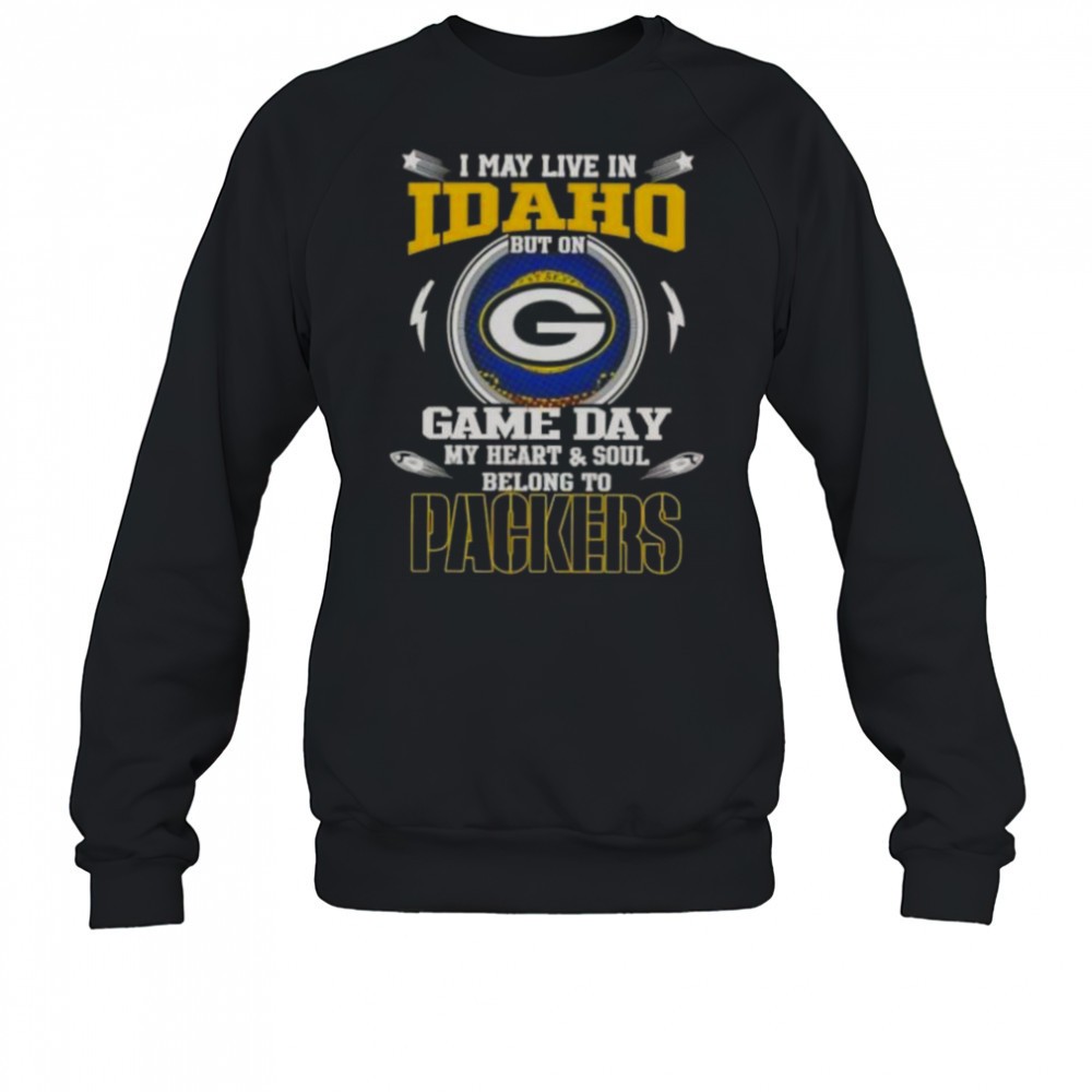 i-may-live-in-idaho-but-on-game-day-my-heart-and-soul-belongs-to-green-bay-packe-93sth6cj I May Live In Idaho But On Game Day My Heart And Soul Belongs To Green Bay Packers T-Shirt