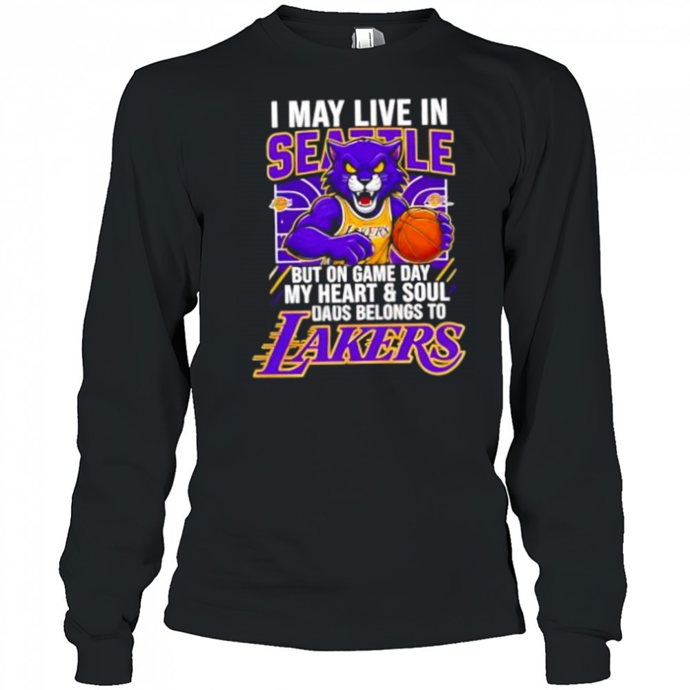 i-may-live-in-seattle-but-on-game-day-my-heart-and-soul-belongs-to-the-los-angel-2zo7rwyz I may live in Seattle but on game day my heart and soul belongs to the Los Angeles Lakers shirt