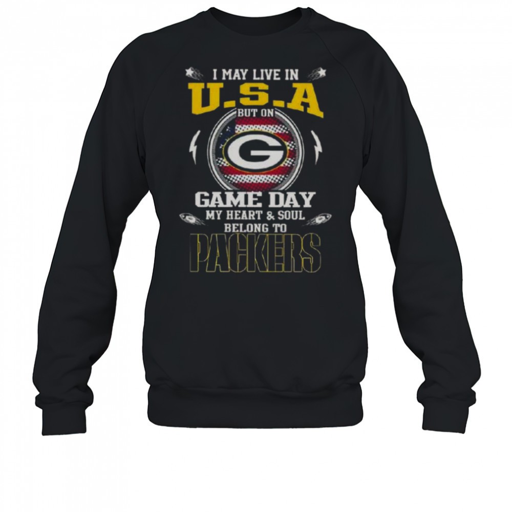i-may-live-in-usa-but-on-game-day-my-heart-and-soul-belongs-to-green-bay-packe-dx4mp689 I May Live In U.S.A But On Game Day My Heart And Soul Belongs To Green Bay Packers T-Shirt
