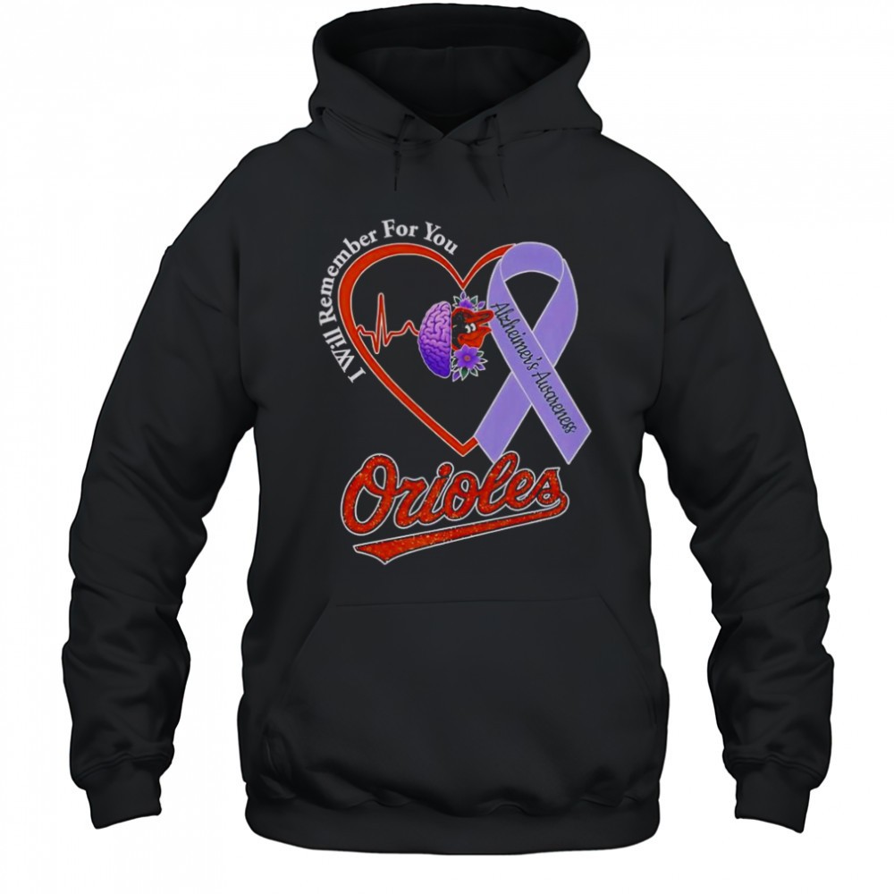 I Will Remember For You Alzheimers Awareness Baltimore Orioles T-Shirt