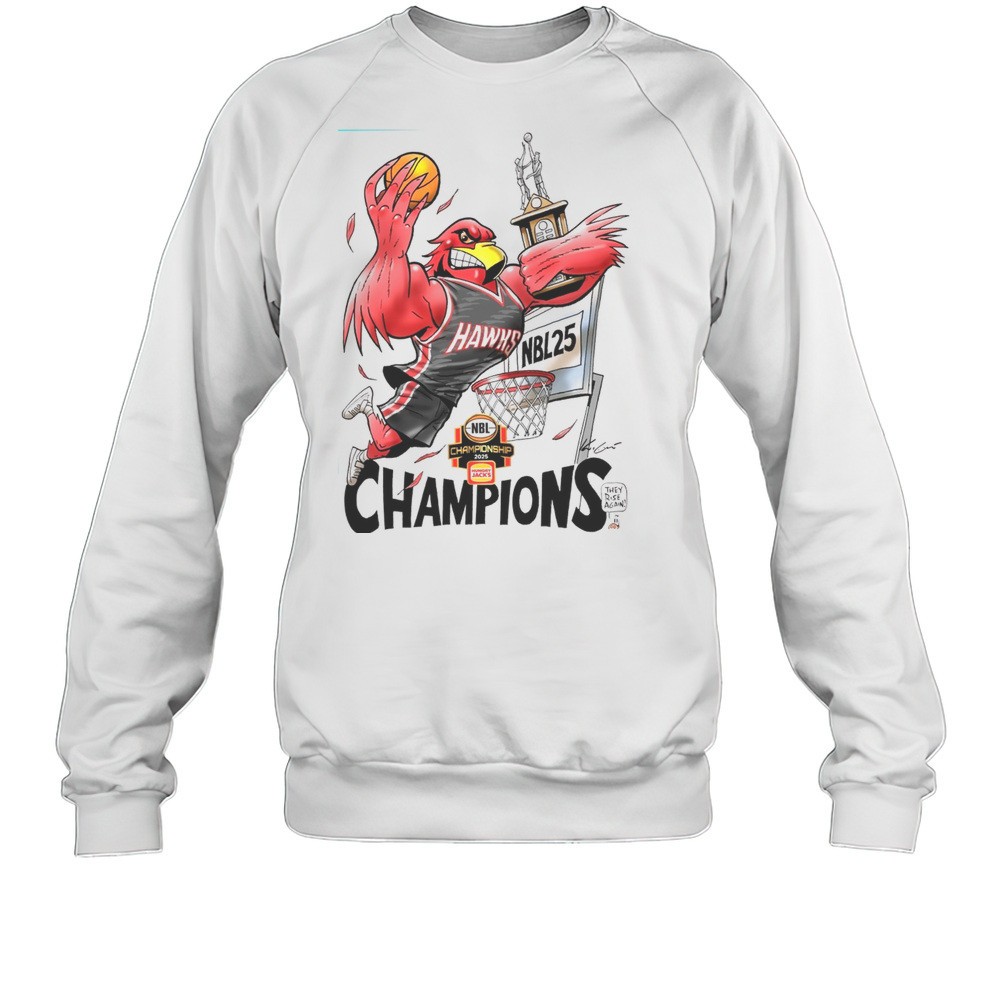 Illawarra Hawks Basketball Champions NBL Championship 2025 Hungry Jacks They Rise Again Mascot T-shirt