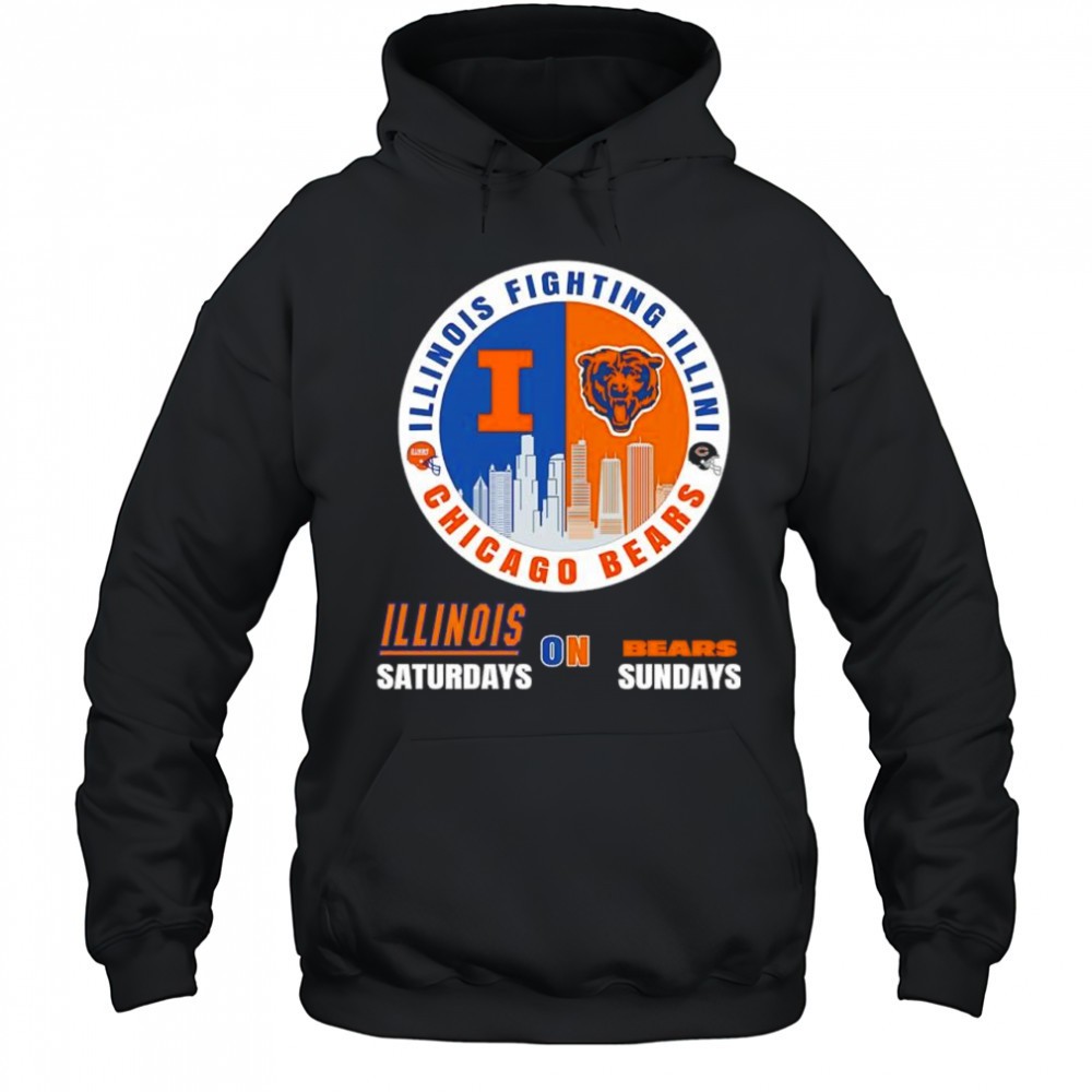 Illinois Fighting Illini Saturdays on Chicago Bears Sundays helmet logo shirt