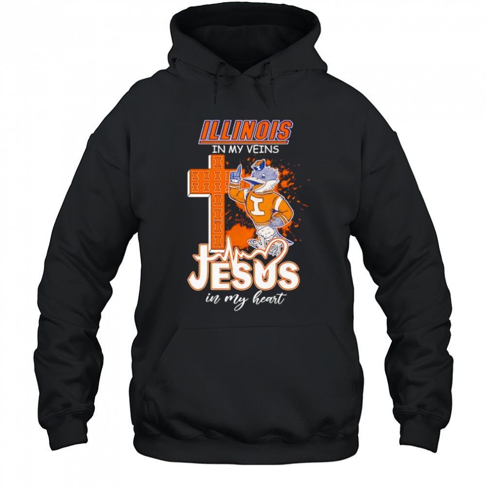 Illinois in my veins Jesus in my heart mascot shirt