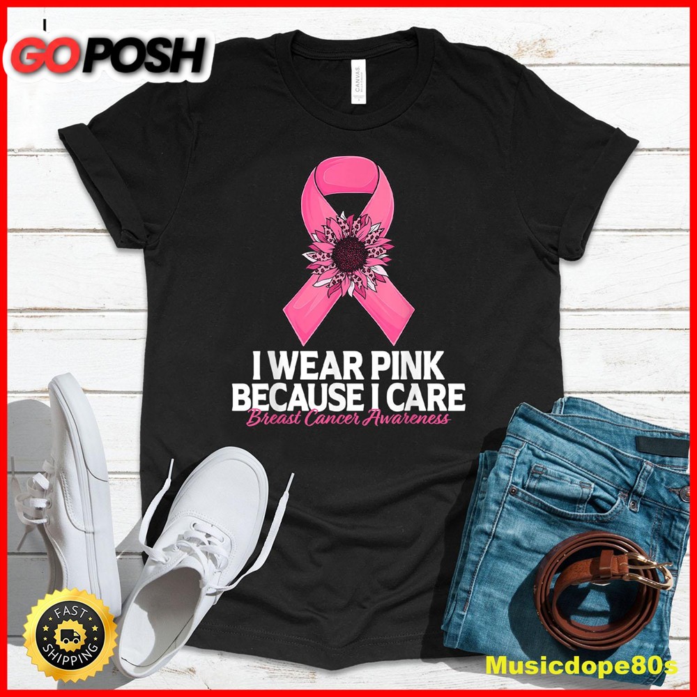 In October We Wear Pink Sunflower Breast Cancer Awareness T-Shirt