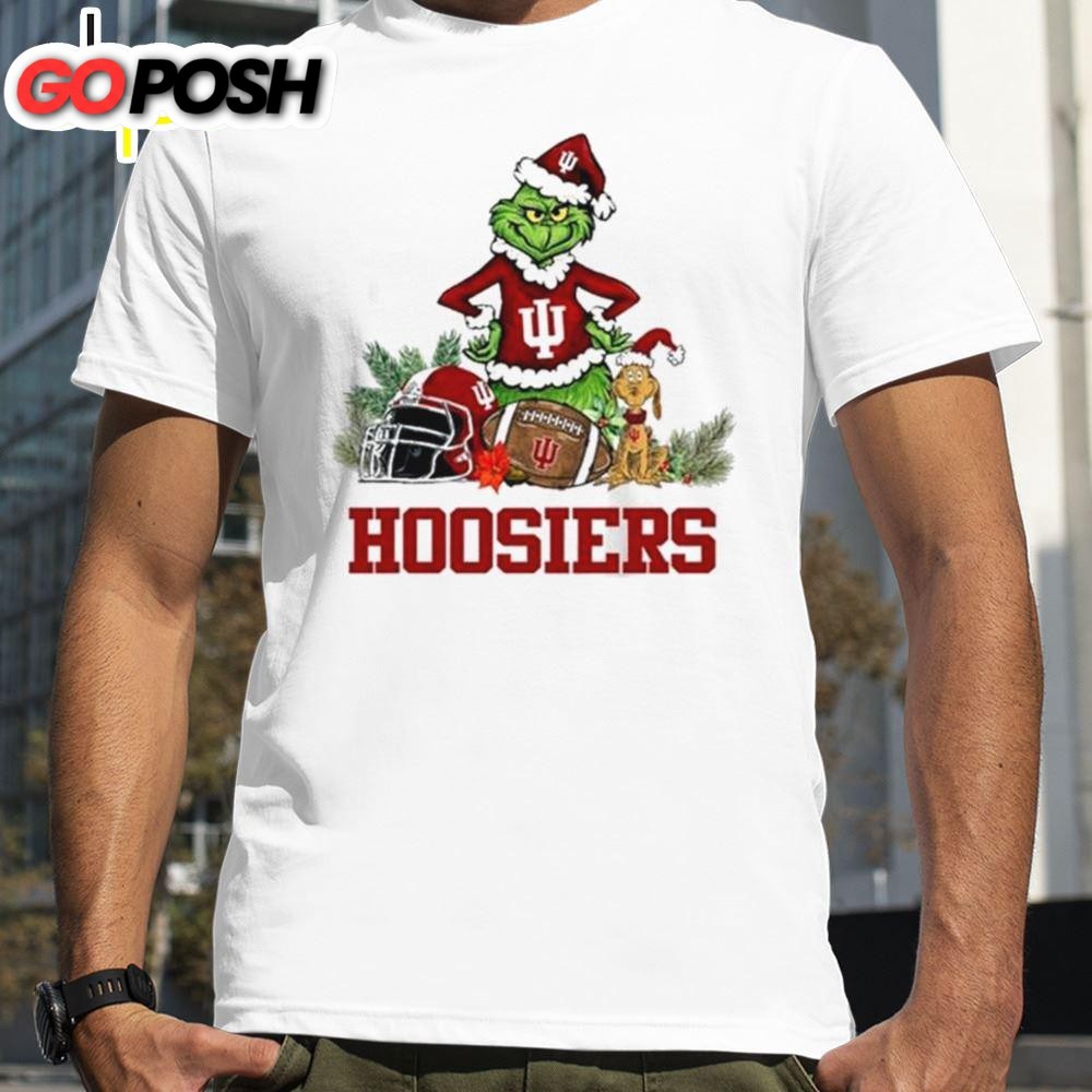 Indiana Hoosiers Santa Grinch And Dog Merry Christmas T-Shirts