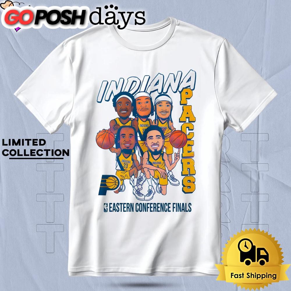 Indiana Pacers Cartoon Starting Five 2025 Eastern Conference Finals T Shirt
