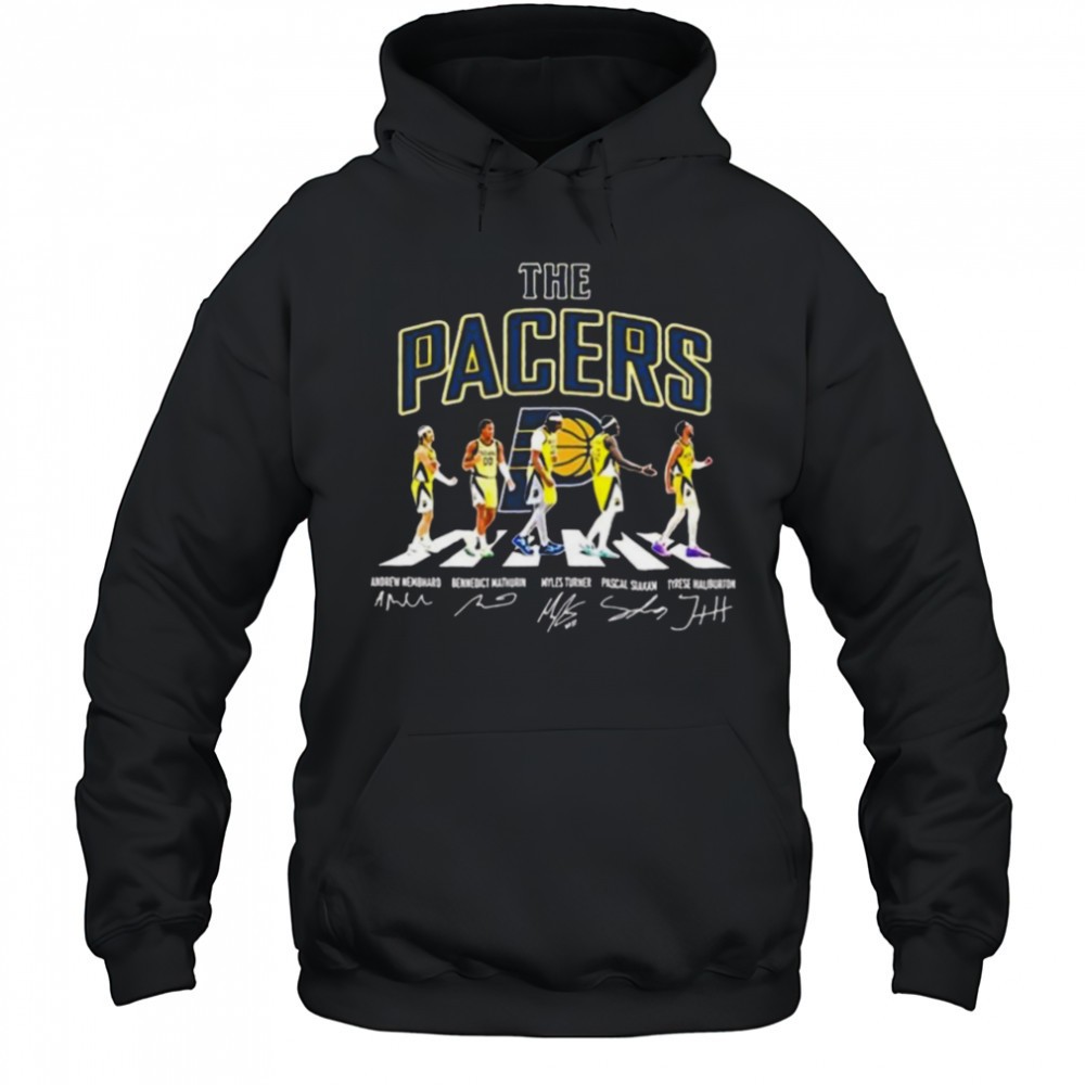 Indiana Pacers starting 5 players walking road signatures shirt