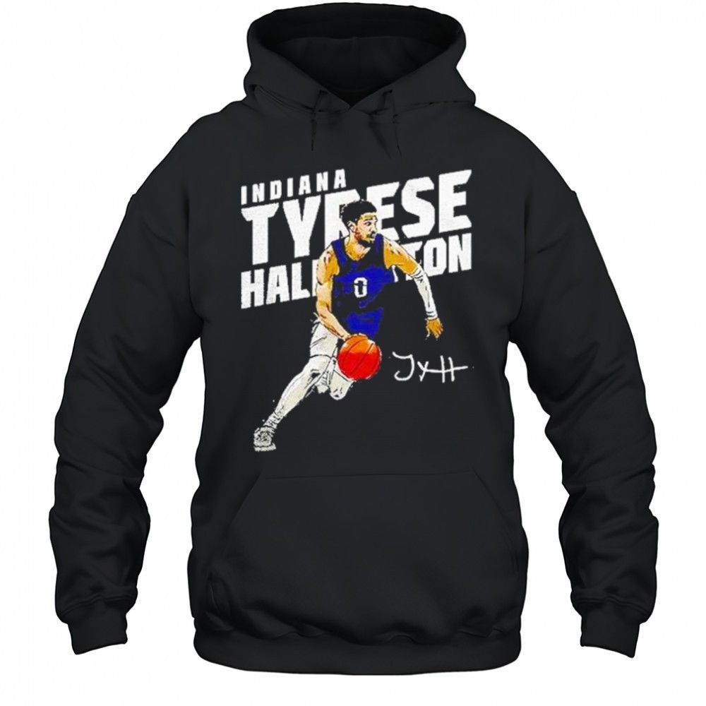 Indiana Pacers Tyrese Haliburton Basketball Player Slant Graphic Shirt