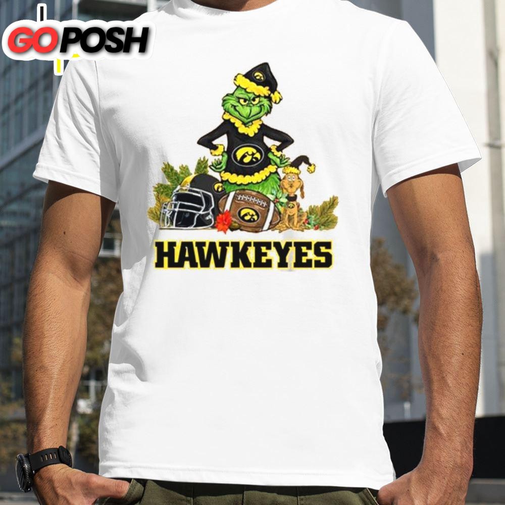 Iowa Hawkeyes Santa Grinch And Dog Merry Christmas T-Shirts