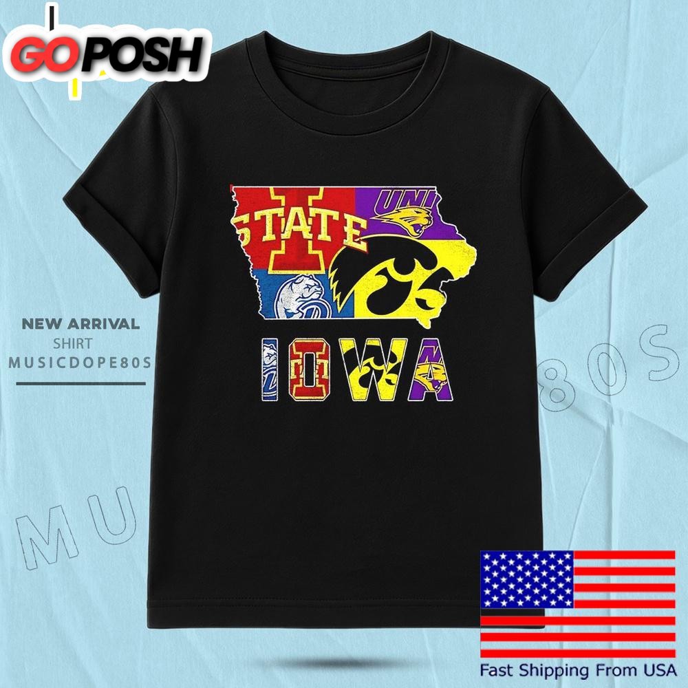 Iowa Sports Team Map Logo T Shirt