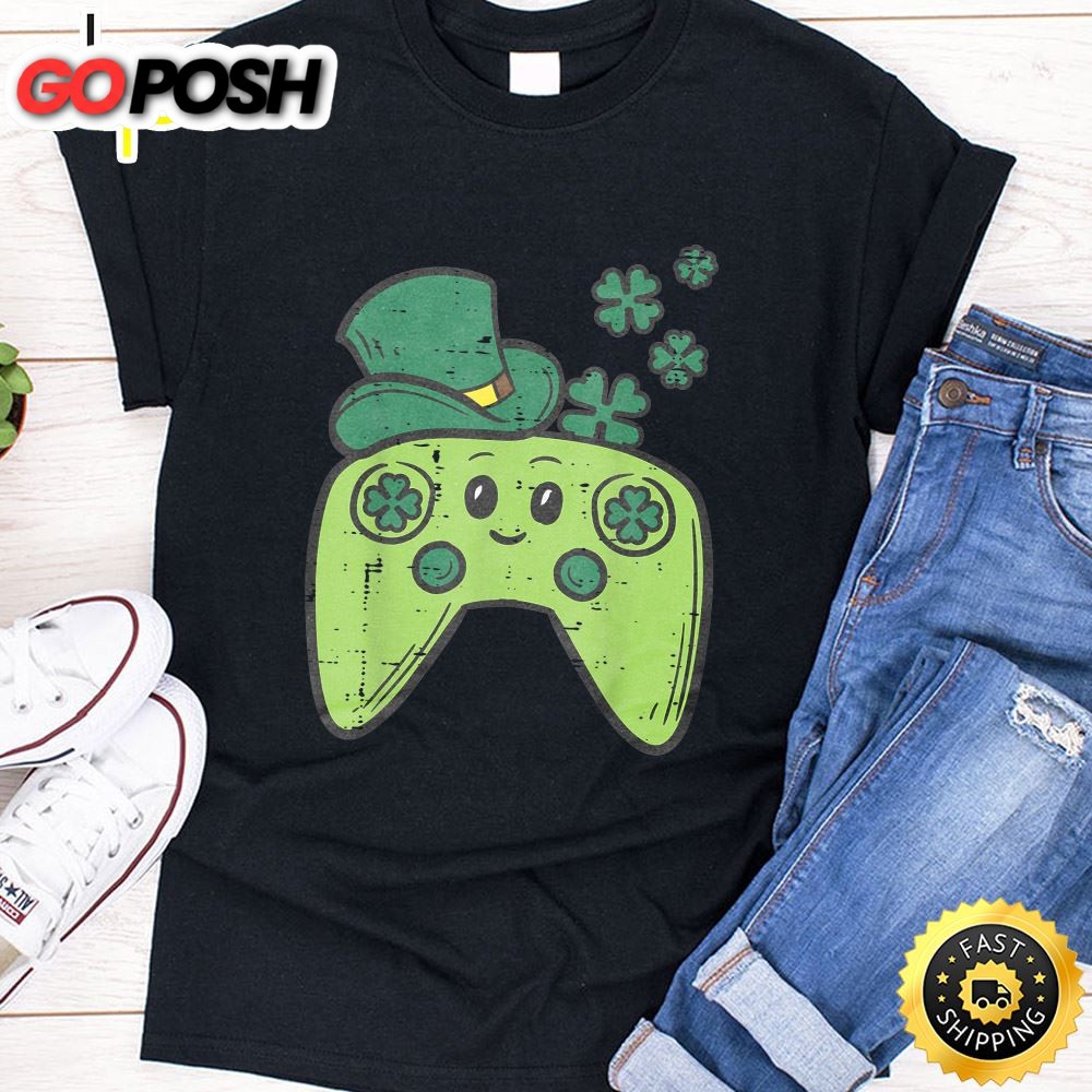 Irish Video Game Controller St Patrick Day Gamer Boys Girls T-Shirt