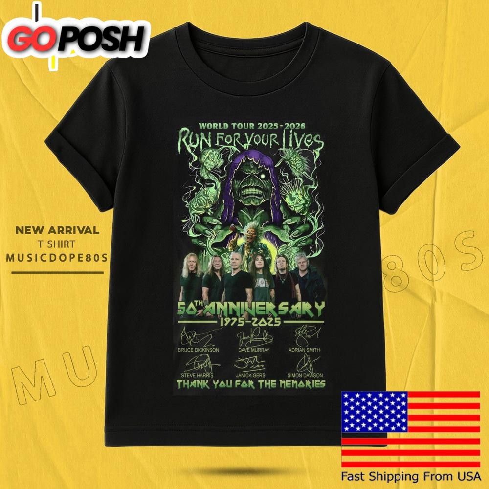Iron Maiden Run For Your Live World Tour 2025-2026 50th Anniversary T Shirt