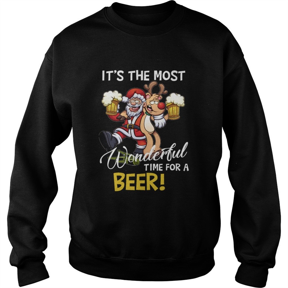 Its The Most Wonderful Time For A Beer Santa Xmas shirt