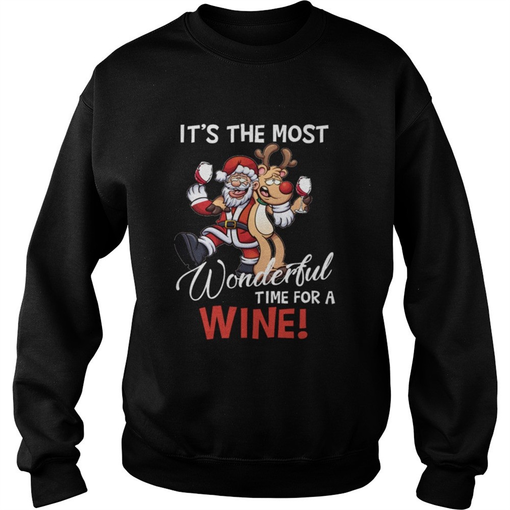 Its The Most Wonderful Time For A Wine Santa Xmas shirt