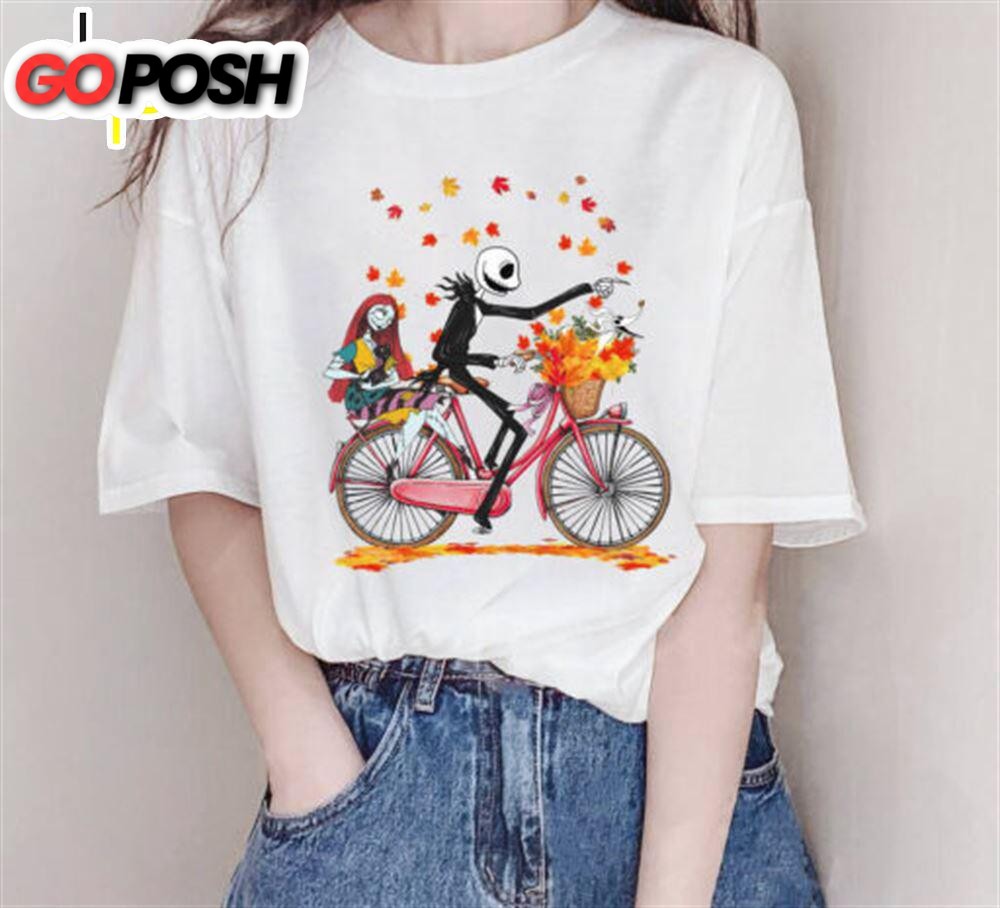 Jack And Sally With Autumn Maple Leaves Shirt, Thanksgiving Gift