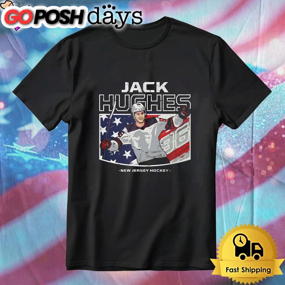 Jack Hughes New Jersey Hockey Usa Flag Patriotic Fourth Of July T-Shirt
