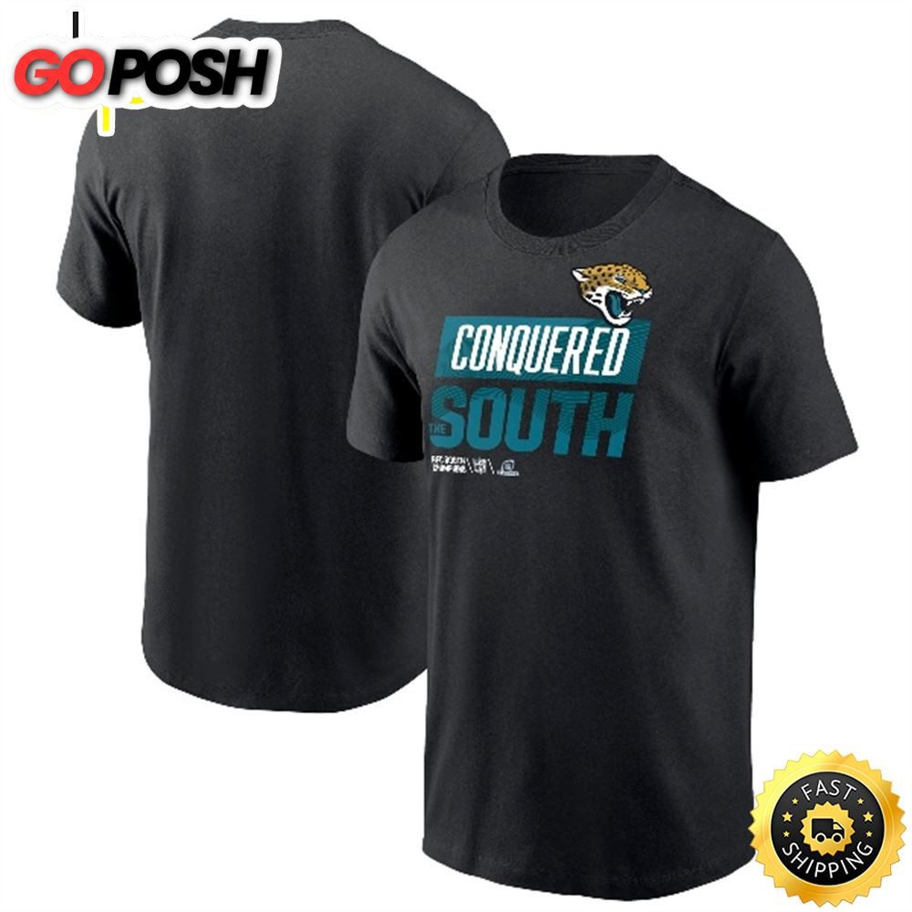 Jacksonville Jaguars 2025 AFC South Division Champions Locker Room Trophy Collection Black T-shirt