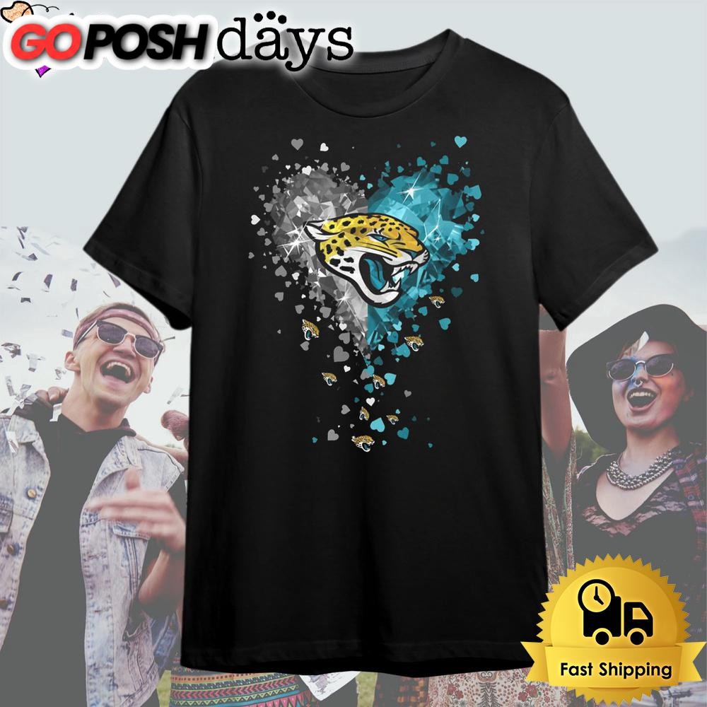 Jacksonville Jaguars Crystal Heart T Shirt