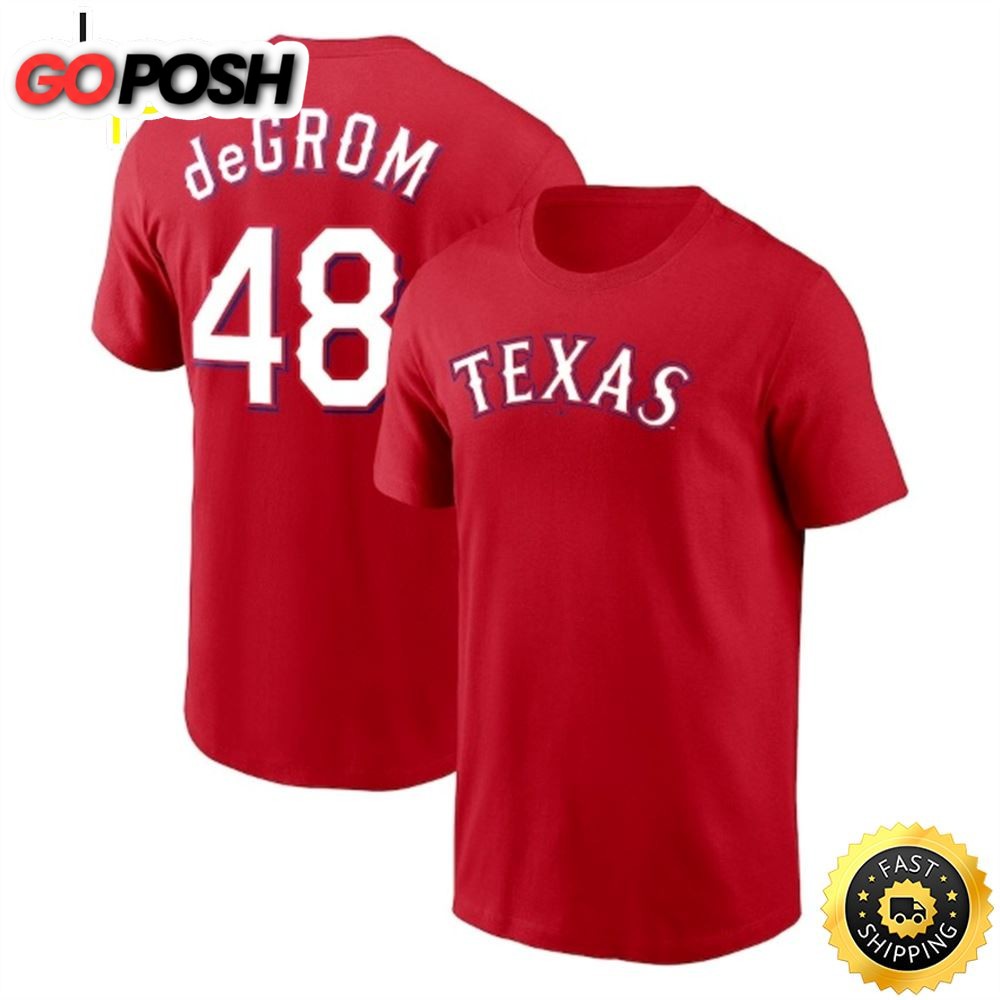 Jacob deGrom Texas Rangers 2023 Name & Number Red T-shirt