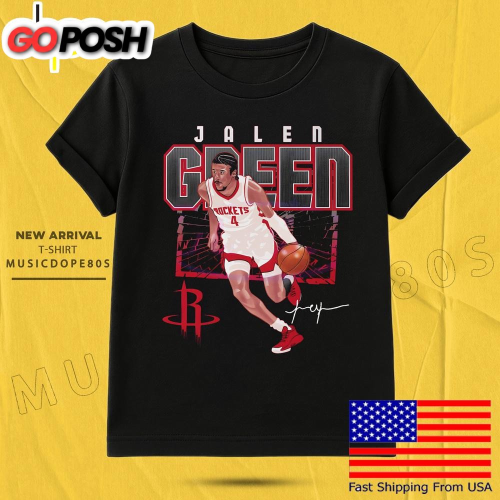 Jalen Green Houston Rockets Shattered Signature T Shirt