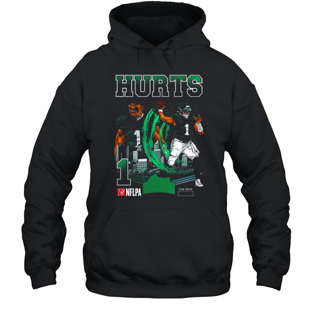 Jalen Hurt Philadelphia Eagles football number 1 skyline shirt